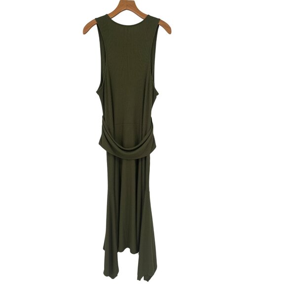 Anthropologie Olive Green Kingslover Ribbed Knit Handkerchief dress size XL - Picture 3 of 7